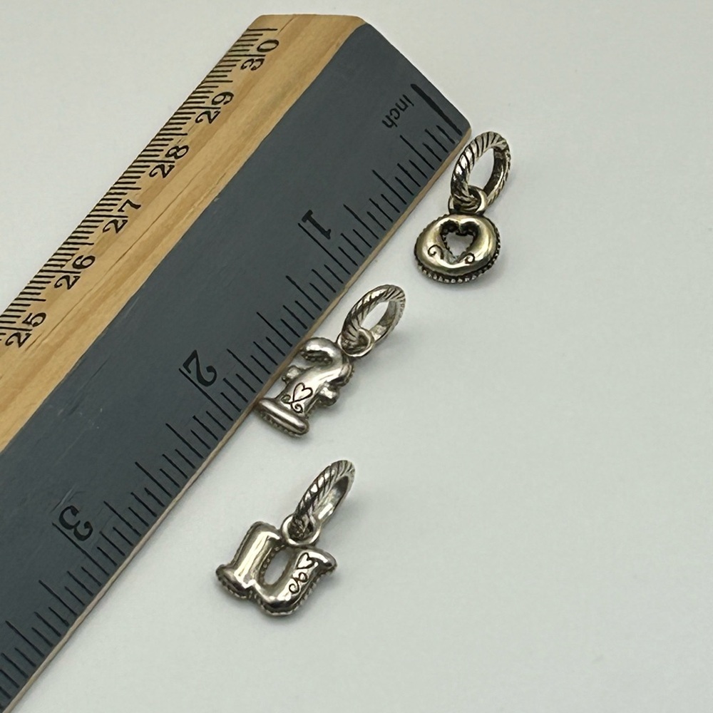 Brighton Alphabet Charms Qty 3 "f" "o" "u" Silver Plated 1" Petite - Picture 8 of 8